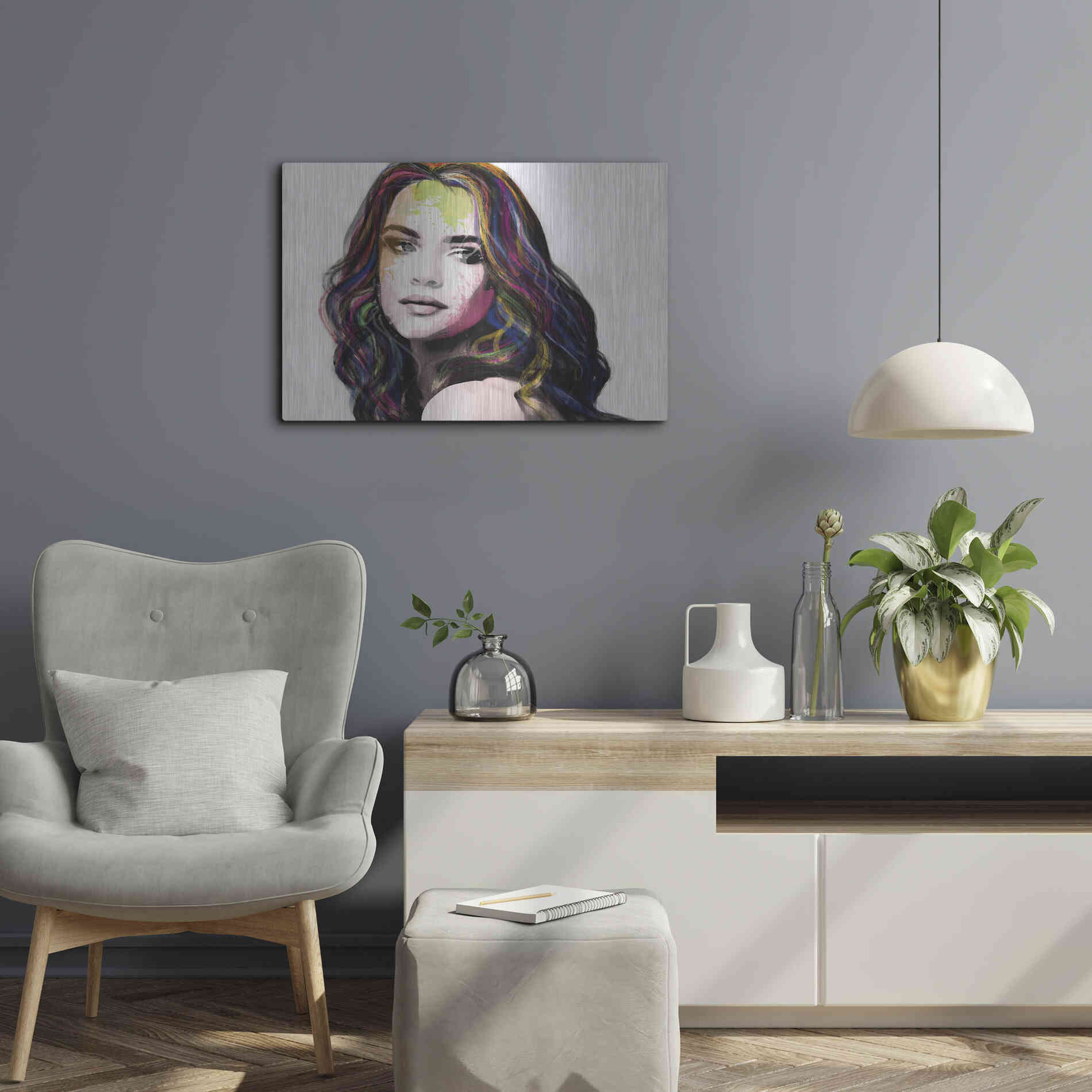 Luxe Metal Art 'Girl in Colour' by Karen Smith, Metal Wall Art,24x16