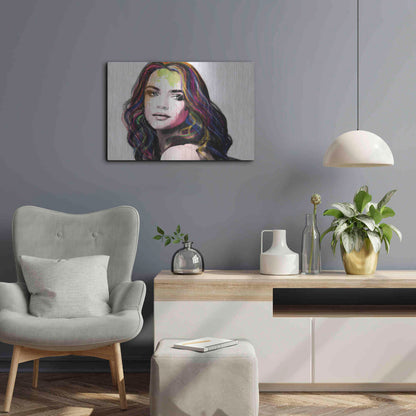 Luxe Metal Art 'Girl in Colour' by Karen Smith, Metal Wall Art,24x16