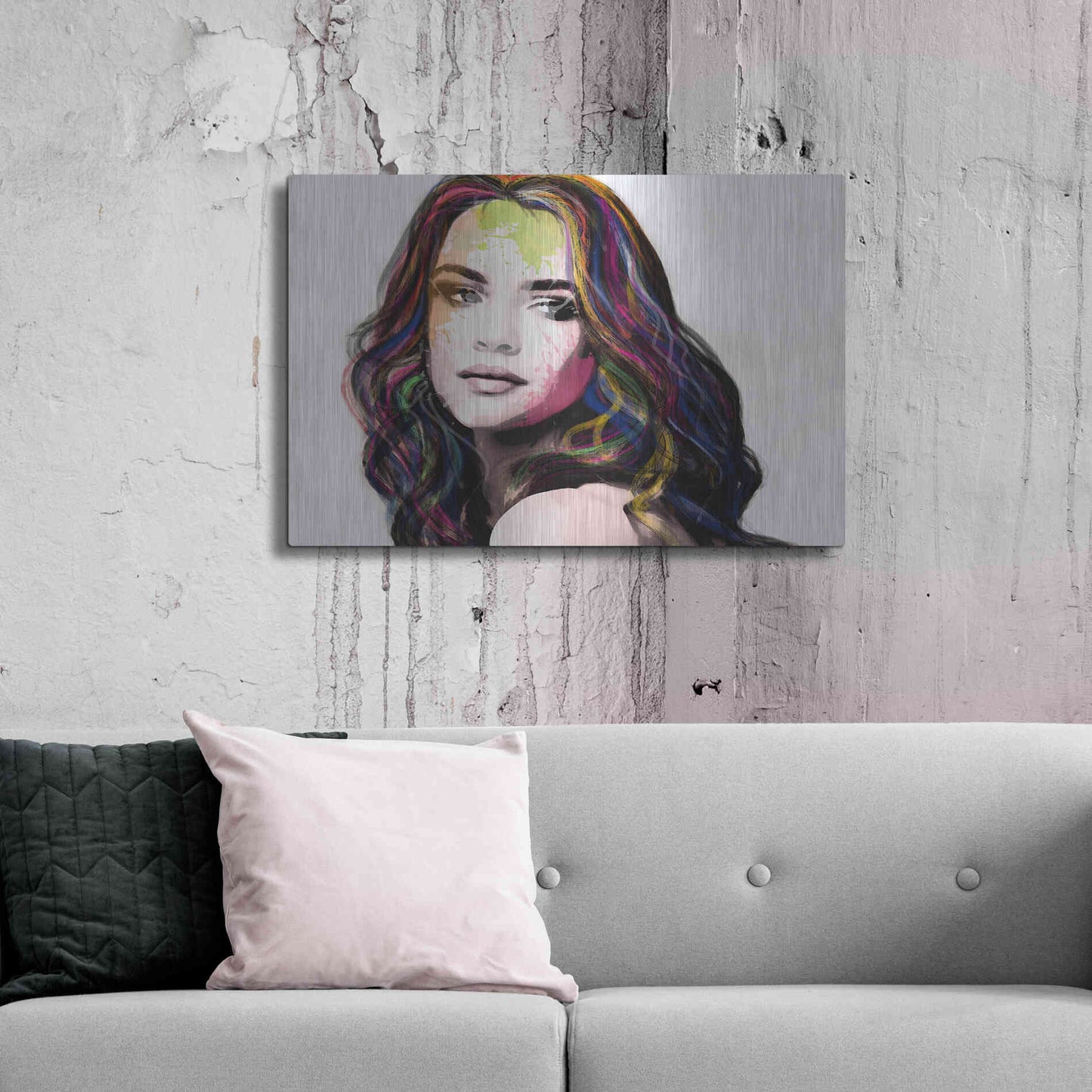 Luxe Metal Art 'Girl in Colour' by Karen Smith, Metal Wall Art,36x24
