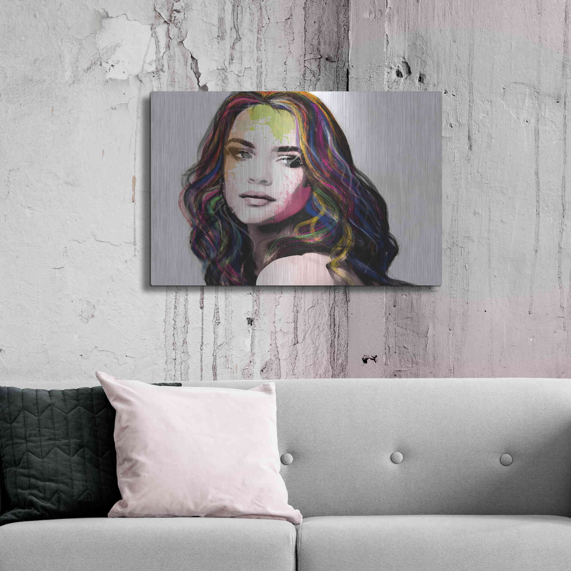 Luxe Metal Art 'Girl in Colour' by Karen Smith, Metal Wall Art,36x24