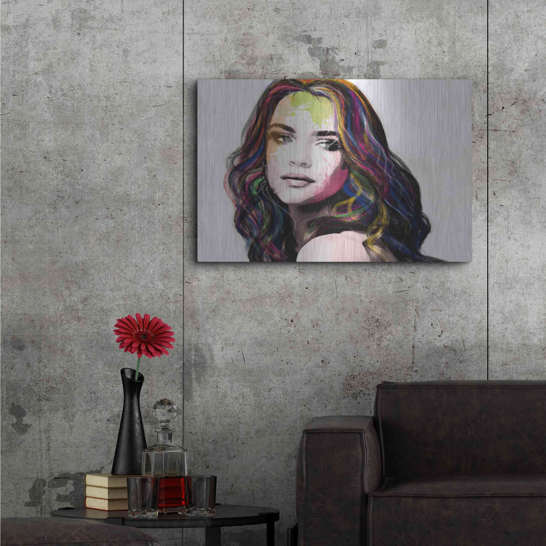 Luxe Metal Art 'Girl in Colour' by Karen Smith, Metal Wall Art,36x24