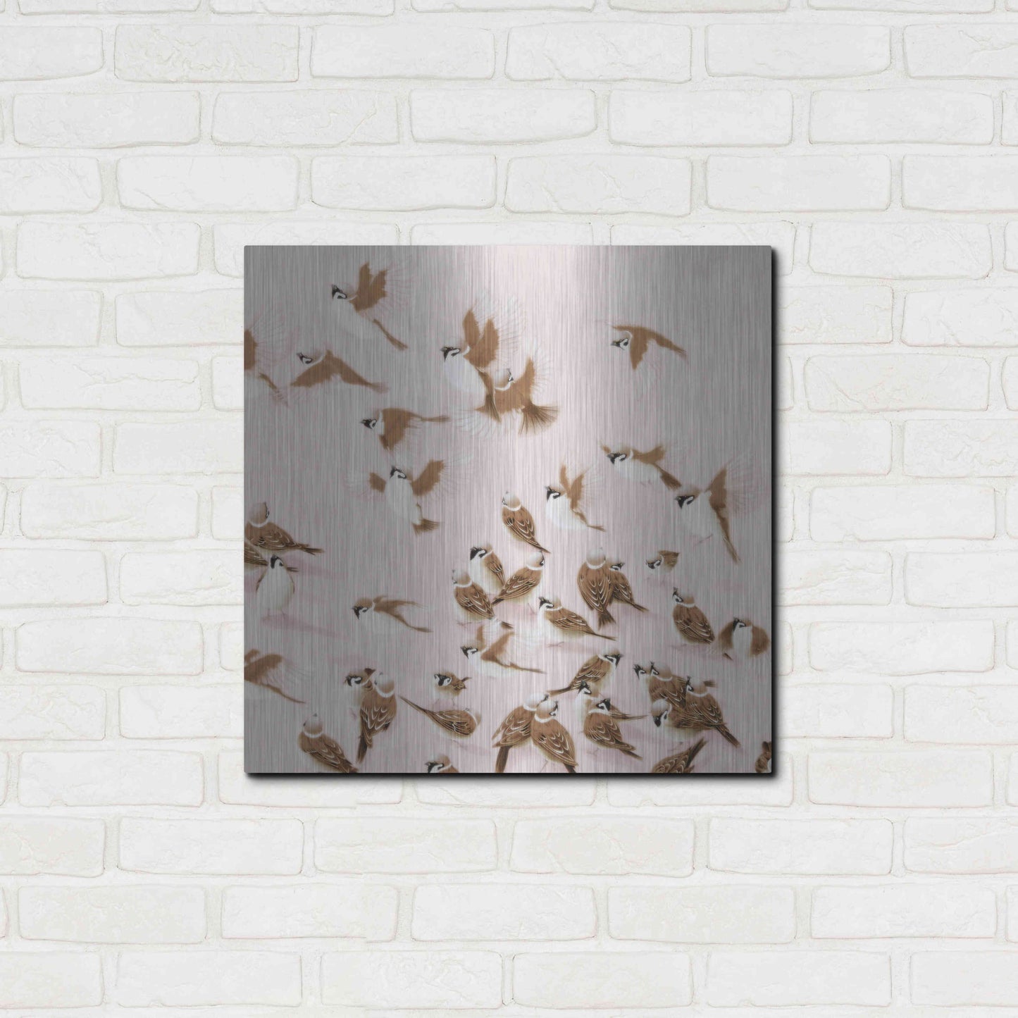 Luxe Metal Art 'Sparrow' by Zigen Tanabe, Metal Wall Art,24x24