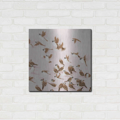 Luxe Metal Art 'Sparrow' by Zigen Tanabe, Metal Wall Art,24x24