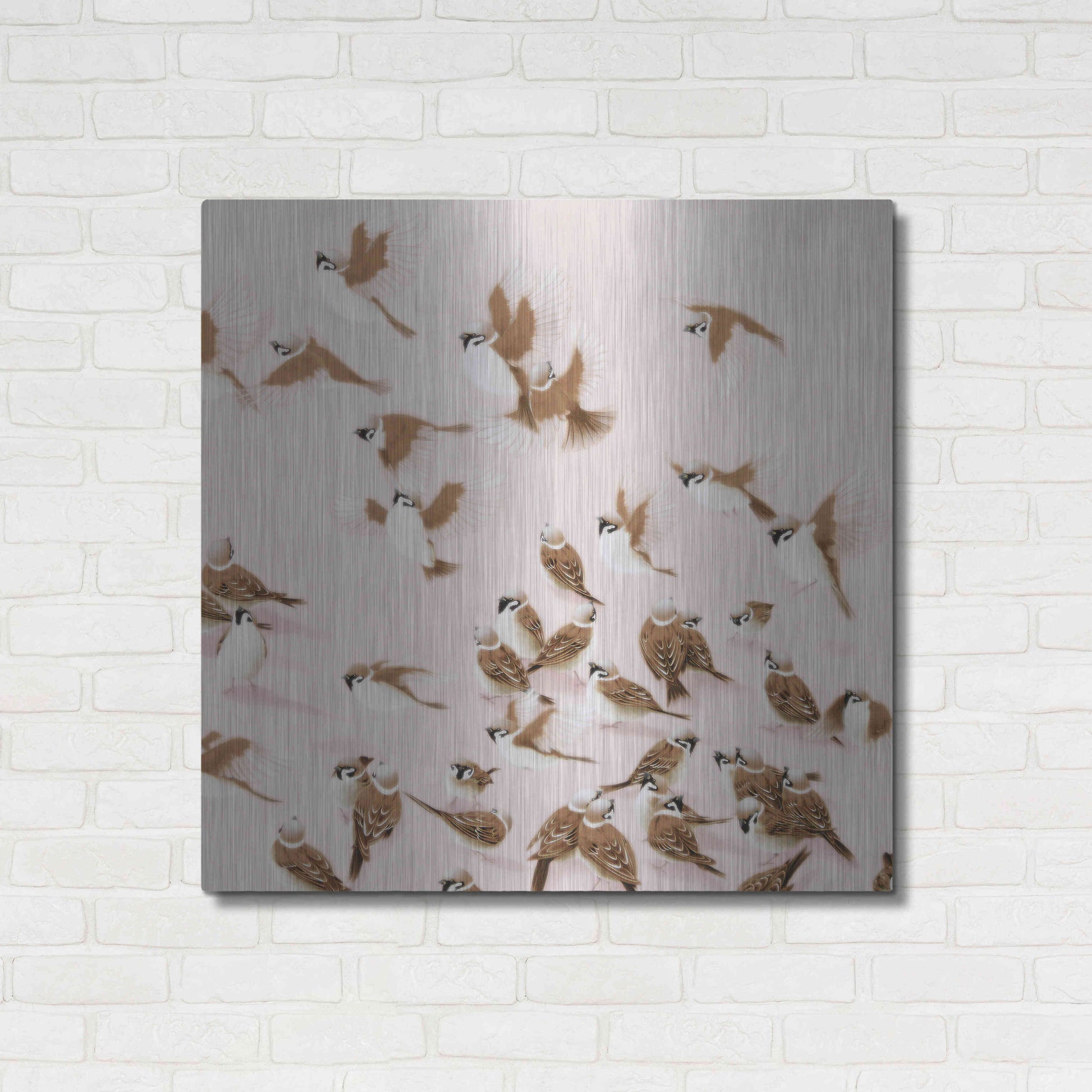 Luxe Metal Art 'Sparrow' by Zigen Tanabe, Metal Wall Art,36x36