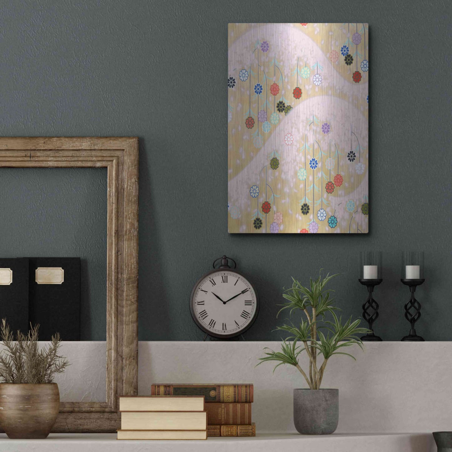 Luxe Metal Art 'Cherry Mountain' by Zigen Tanabe, Metal Wall Art,12x16