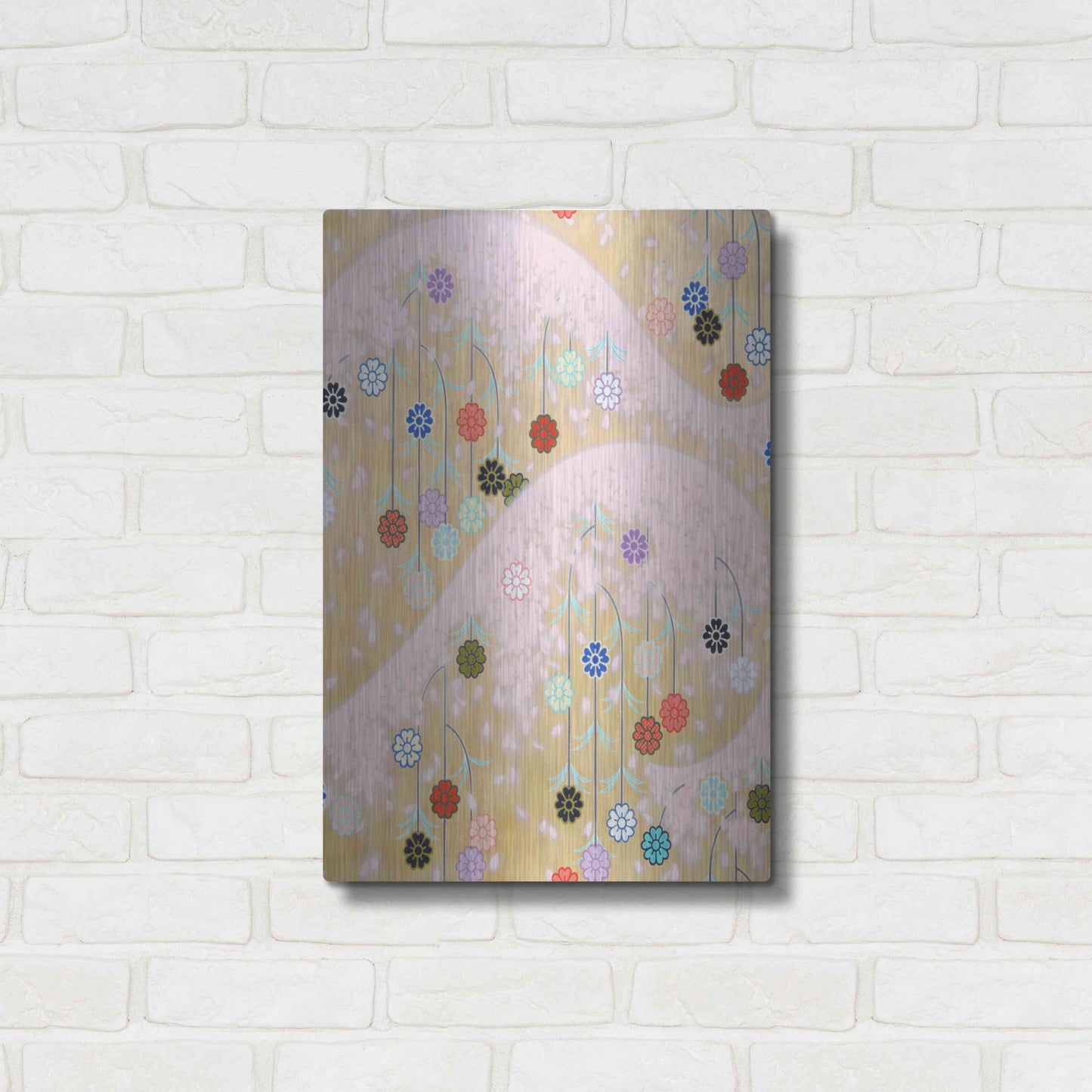 Luxe Metal Art 'Cherry Mountain' by Zigen Tanabe, Metal Wall Art,16x24