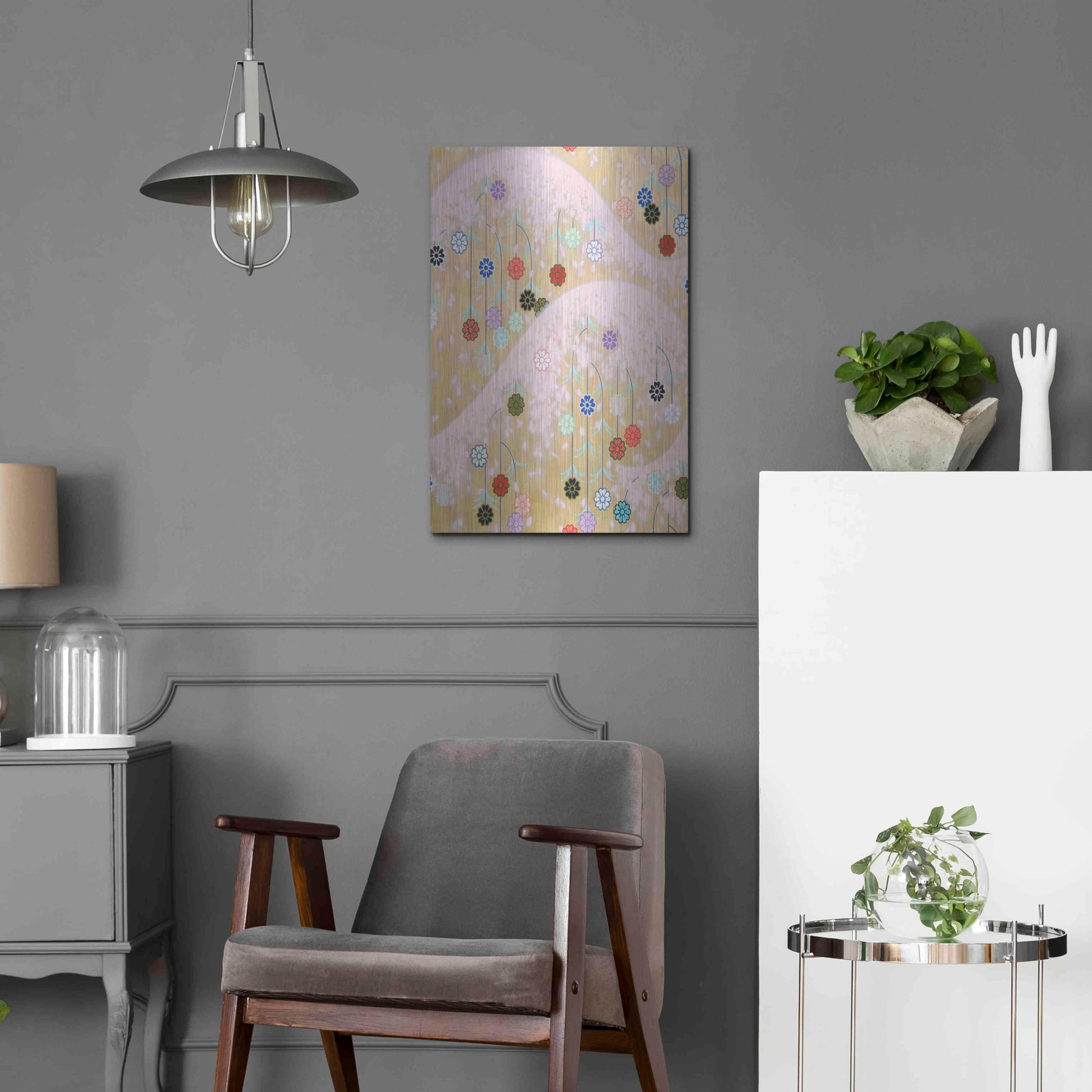 Luxe Metal Art 'Cherry Mountain' by Zigen Tanabe, Metal Wall Art,16x24