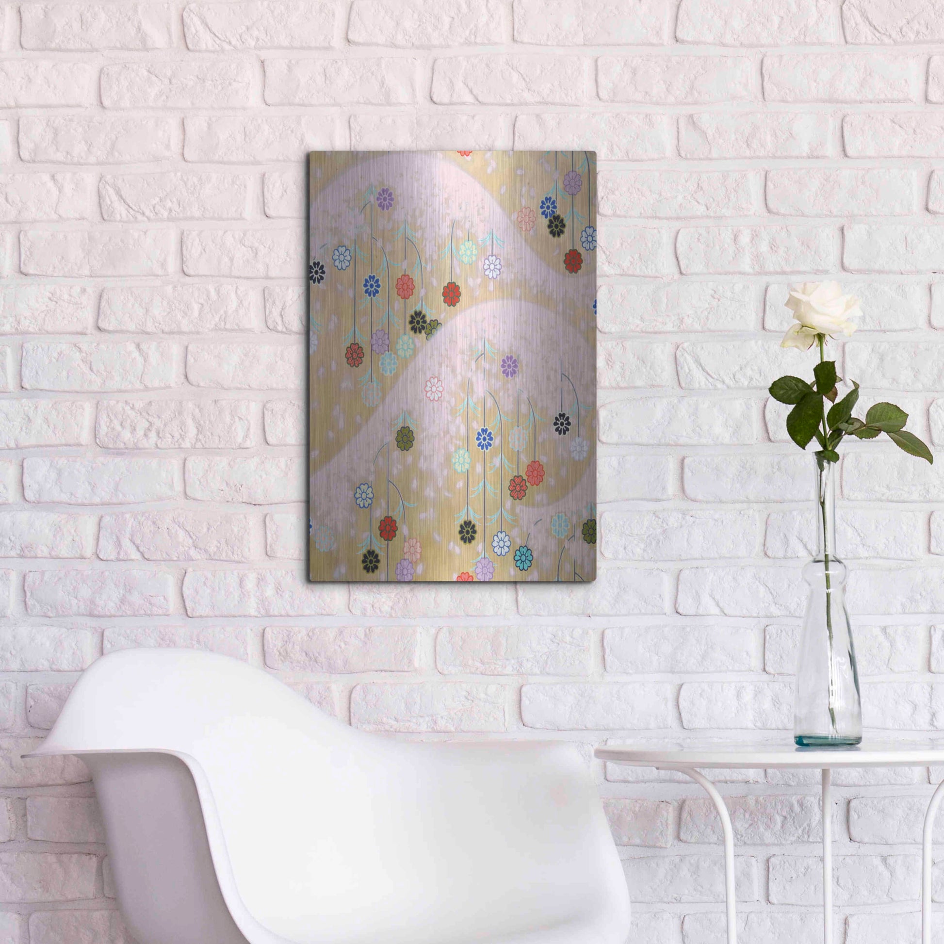 Luxe Metal Art 'Cherry Mountain' by Zigen Tanabe, Metal Wall Art,16x24