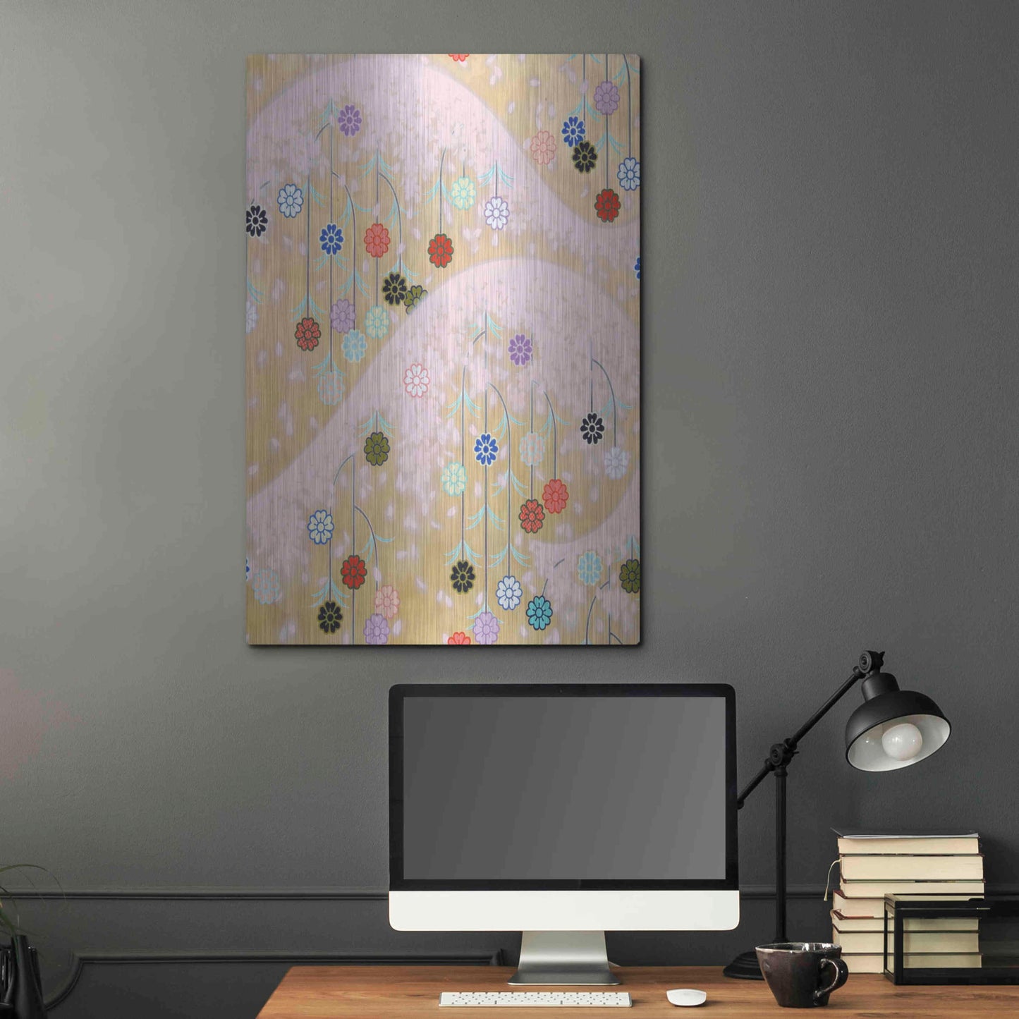 Luxe Metal Art 'Cherry Mountain' by Zigen Tanabe, Metal Wall Art,24x36