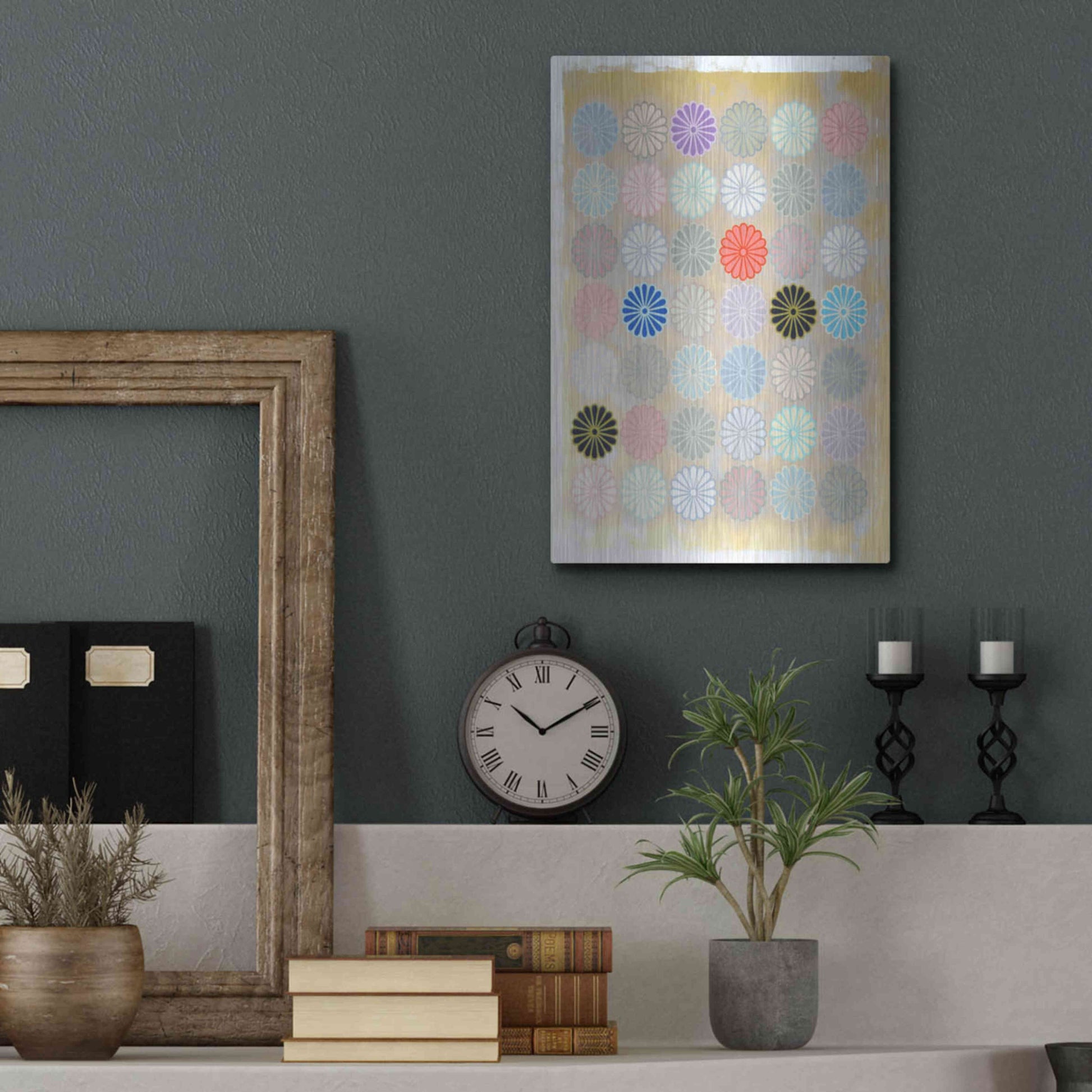 Luxe Metal Art 'Chrysanthemum Mark' by Zigen Tanabe, Metal Wall Art,12x16