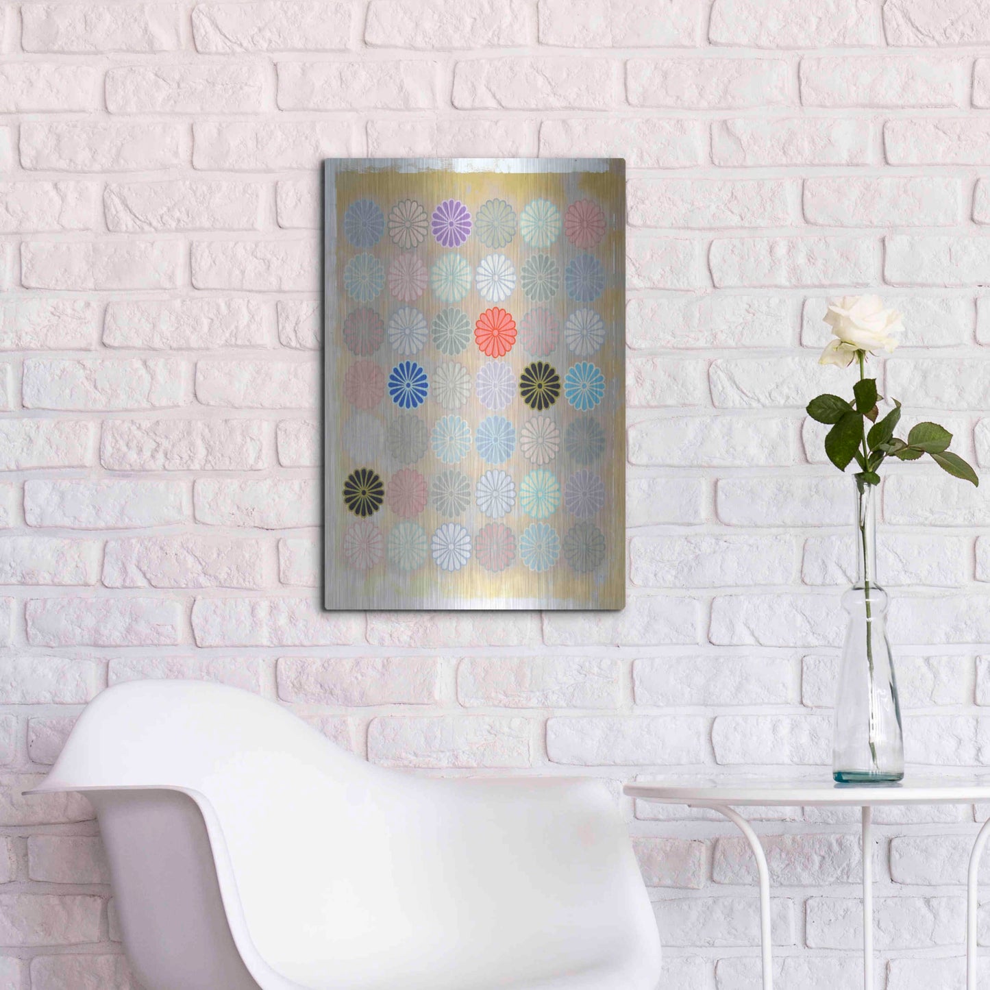 Luxe Metal Art 'Chrysanthemum Mark' by Zigen Tanabe, Metal Wall Art,16x24