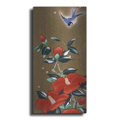 Luxe Metal Art 'Camellia R' by Zigen Tanabe, Metal Wall Art