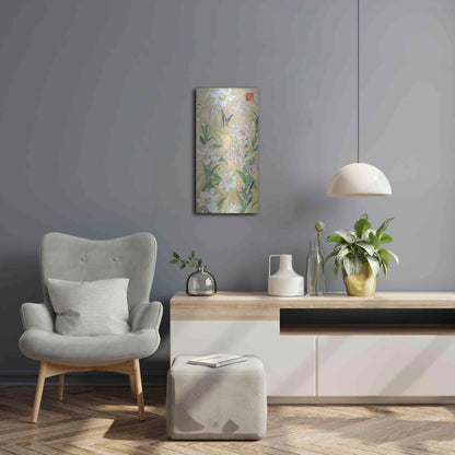 Luxe Metal Art 'Lily and Butterfly' by Zigen Tanabe, Metal Wall Art,12x24