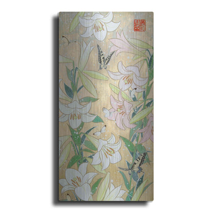 Luxe Metal Art 'Lily and Butterfly' by Zigen Tanabe, Metal Wall Art