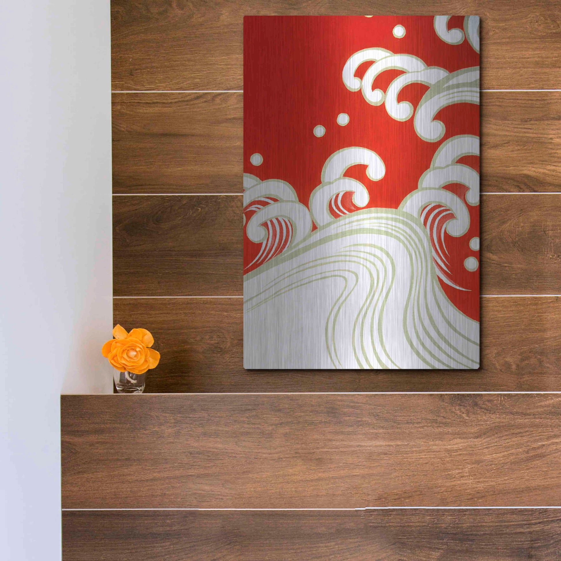 Luxe Metal Art 'Wave B' by Zigen Tanabe, Metal Wall Art,12x16