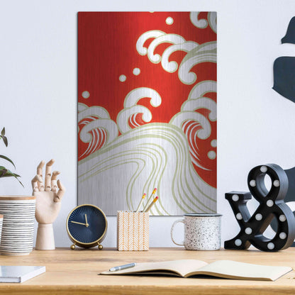 Luxe Metal Art 'Wave B' by Zigen Tanabe, Metal Wall Art,12x16