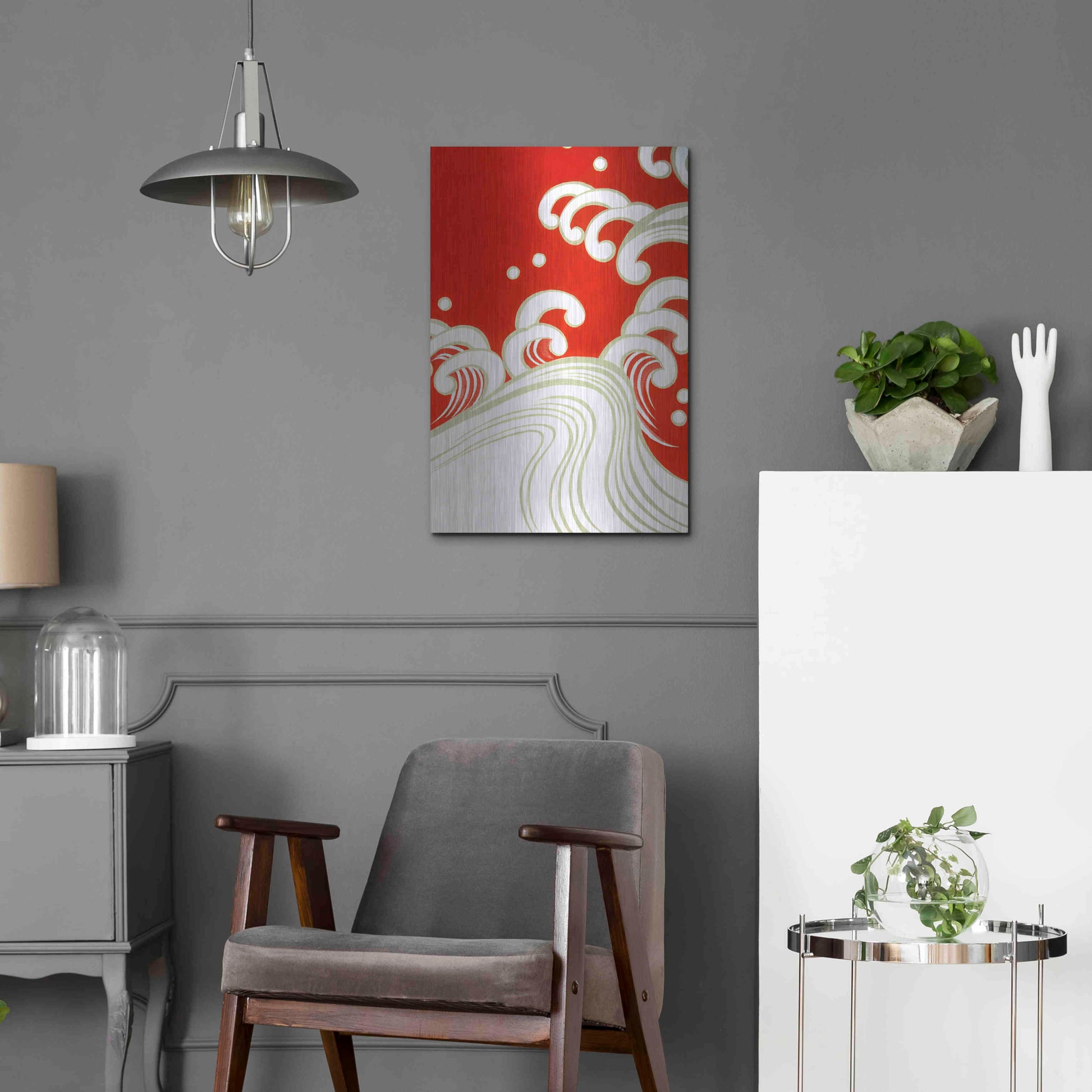 Luxe Metal Art 'Wave B' by Zigen Tanabe, Metal Wall Art,16x24