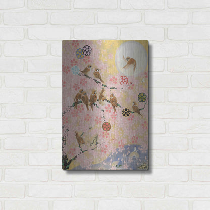 Luxe Metal Art 'Jolly Sparrows' by Zigen Tanabe, Metal Wall Art,16x24