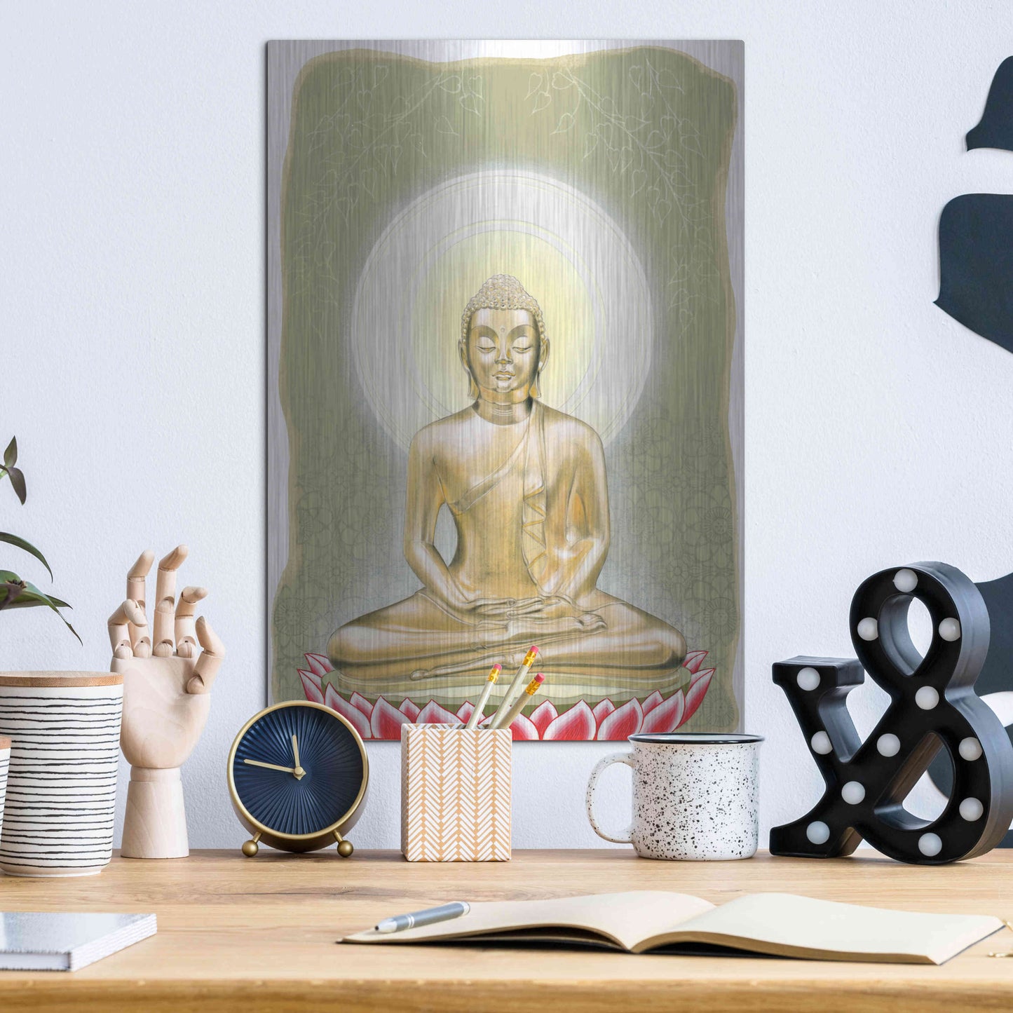 Luxe Metal Art 'Buddha' by Zigen Tanabe, Metal Wall Art,12x16