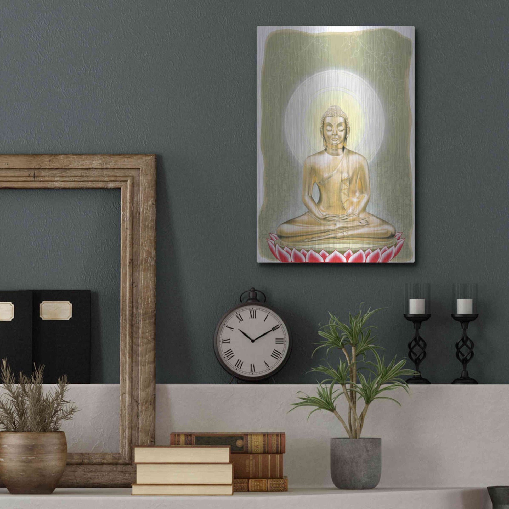 Luxe Metal Art 'Buddha' by Zigen Tanabe, Metal Wall Art,12x16