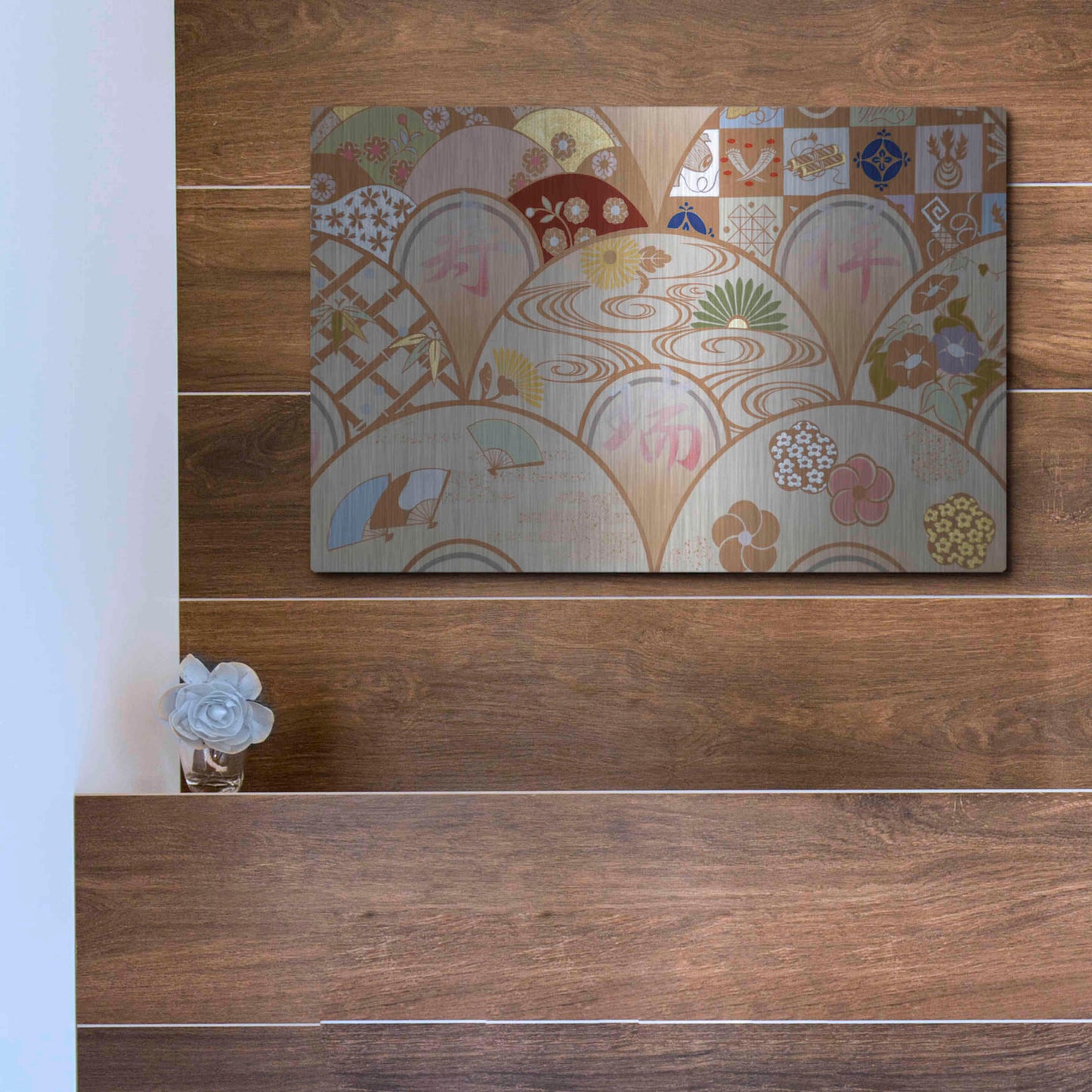 Luxe Metal Art 'Happy Design B' by Zigen Tanabe, Metal Wall Art,16x12