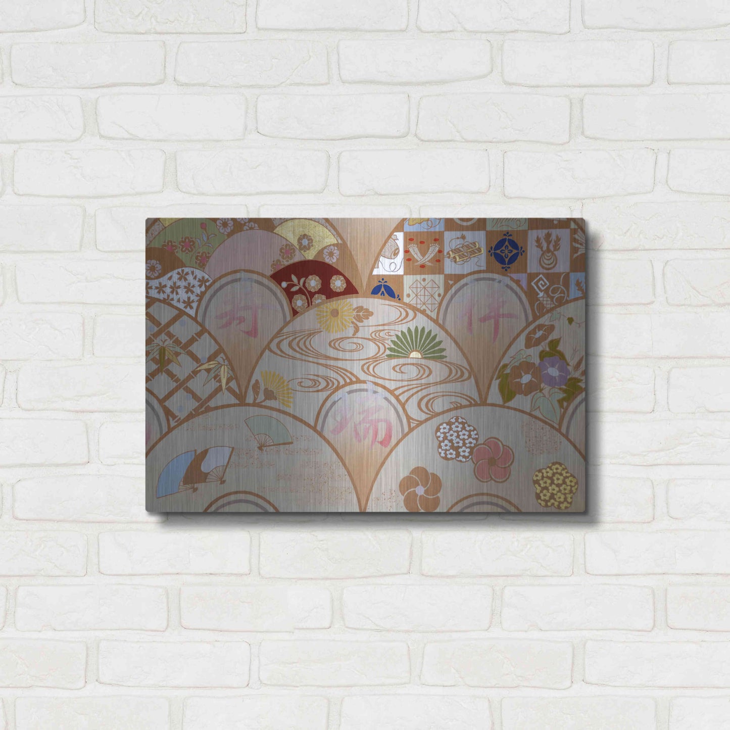 Luxe Metal Art 'Happy Design B' by Zigen Tanabe, Metal Wall Art,24x16