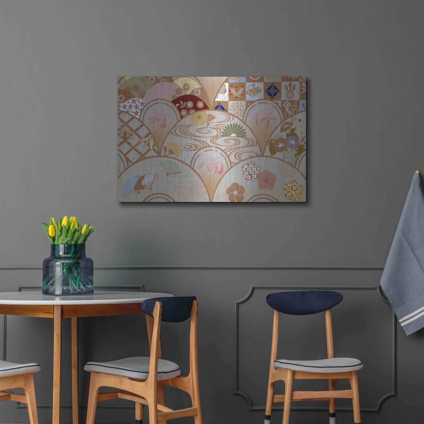 Luxe Metal Art 'Happy Design B' by Zigen Tanabe, Metal Wall Art,36x24