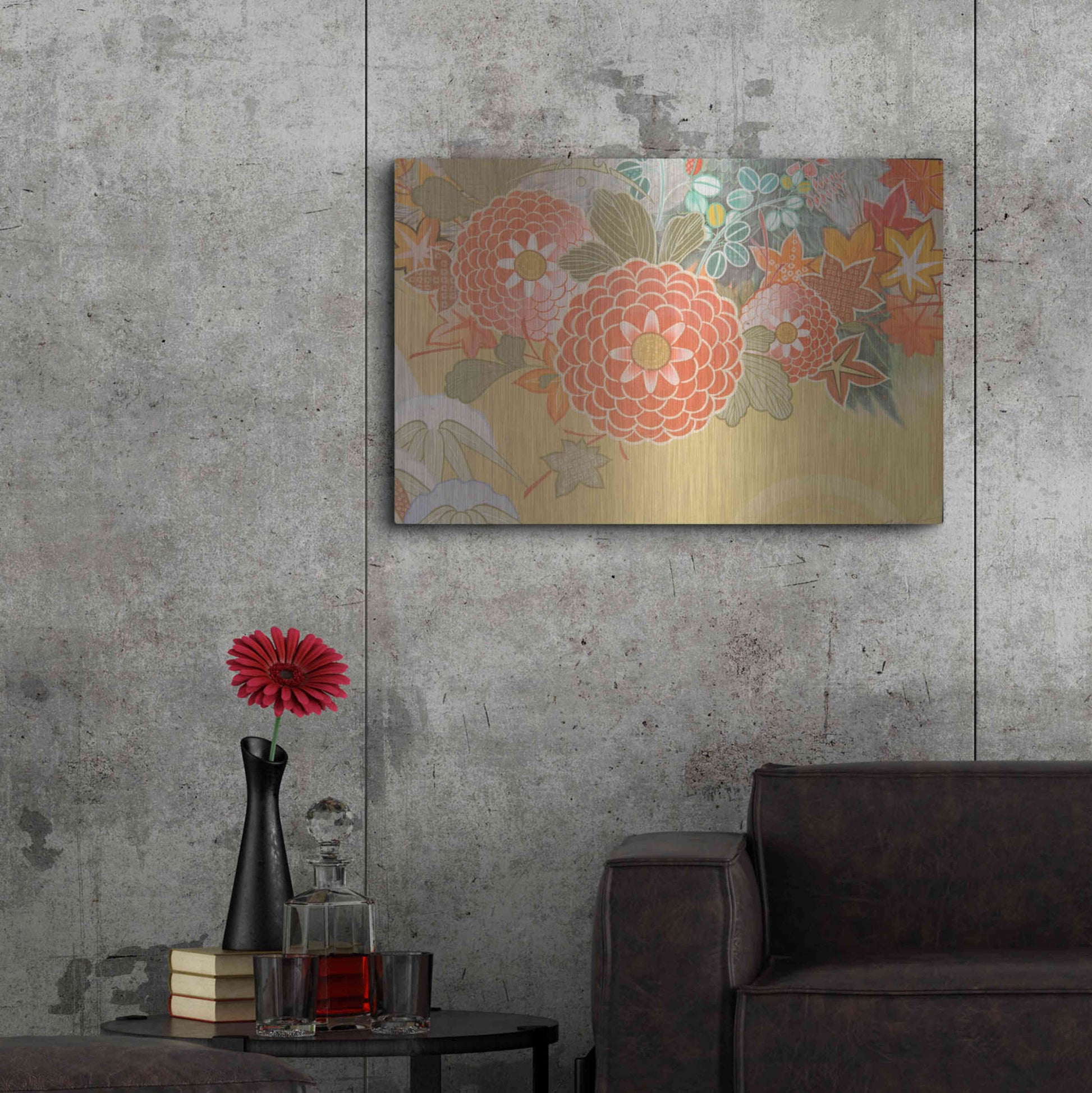 Luxe Metal Art 'Fukaaki' by Zigen Tanabe, Metal Wall Art,36x24