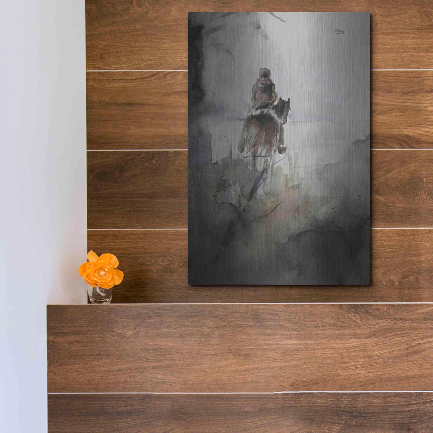 Luxe Metal Art 'From Afar' by Oscar Alvarez Pardo, Metal Wall Art,12x16
