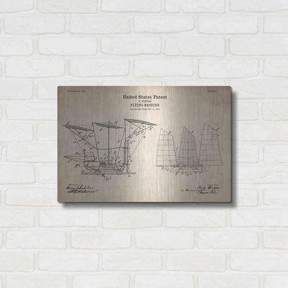 Luxe Metal Art 'Flying Machine, 1904 Blueprint Patent Parchment' Metal Wall Art,24x16