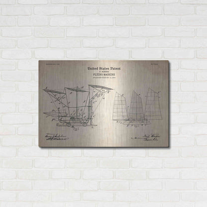 Luxe Metal Art 'Flying Machine, 1904 Blueprint Patent Parchment' Metal Wall Art,36x24