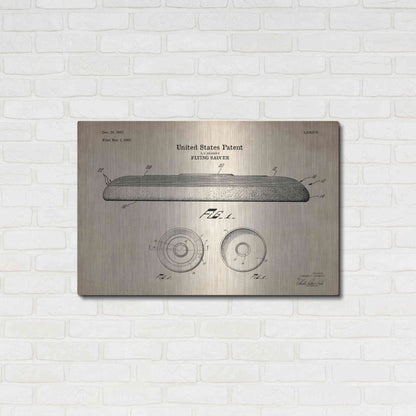 Luxe Metal Art 'Flying Disc Blueprint Patent Parchment' Metal Wall Art,36x24