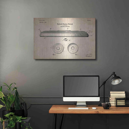 Luxe Metal Art 'Flying Disc Blueprint Patent Parchment' Metal Wall Art,36x24