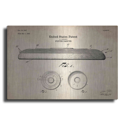 Luxe Metal Art 'Flying Disc Blueprint Patent Parchment' Metal Wall Art