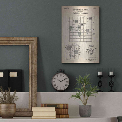 Luxe Metal Art 'Game Apparatus Blueprint Patent Parchment' Metal Wall Art,12x16