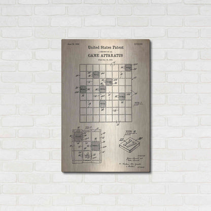 Luxe Metal Art 'Game Apparatus Blueprint Patent Parchment' Metal Wall Art,24x36