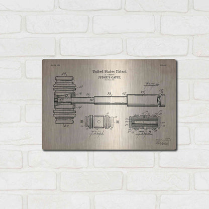 Luxe Metal Art 'Judge's Gavel Blueprint Patent Parchment' Metal Wall Art,16x12
