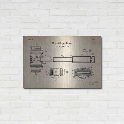 Luxe Metal Art 'Judge's Gavel Blueprint Patent Parchment' Metal Wall Art,36x24