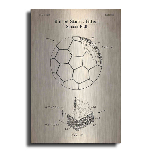 Luxe Metal Art 'Soccer Ball Blueprint Patent Parchment' Metal Wall Art
