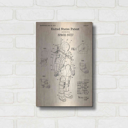 Luxe Metal Art 'Space Suit Blueprint Patent Parchment' Metal Wall Art,12x16
