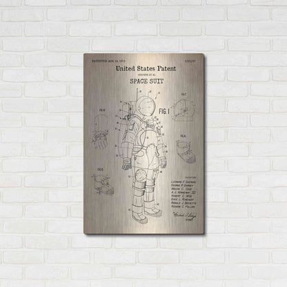 Luxe Metal Art 'Space Suit Blueprint Patent Parchment' Metal Wall Art,24x36