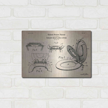 Luxe Metal Art 'Toilet Seat Cover Blueprint Patent Parchment' Metal Wall Art,16x12