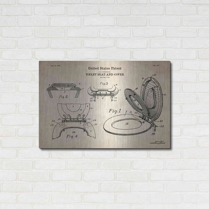 Luxe Metal Art 'Toilet Seat Cover Blueprint Patent Parchment' Metal Wall Art,36x24
