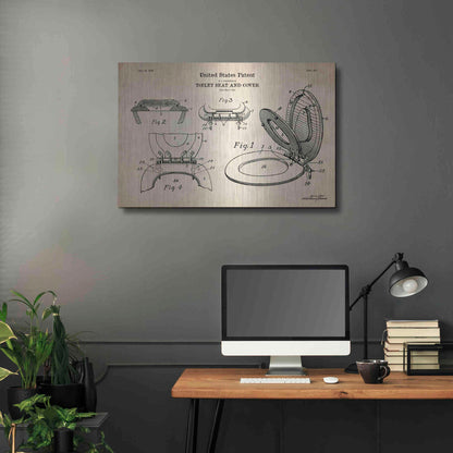 Luxe Metal Art 'Toilet Seat Cover Blueprint Patent Parchment' Metal Wall Art,36x24