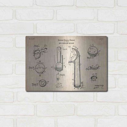 Luxe Metal Art 'Ice Cream Scoop Blueprint Patent Parchment' Metal Wall Art,16x12