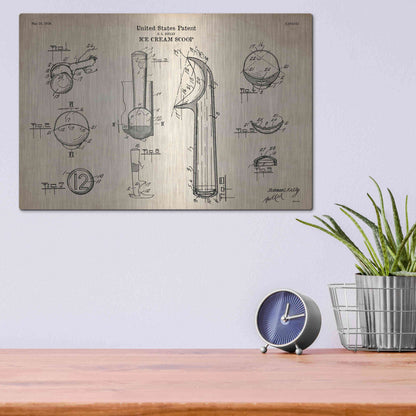 Luxe Metal Art 'Ice Cream Scoop Blueprint Patent Parchment' Metal Wall Art,16x12