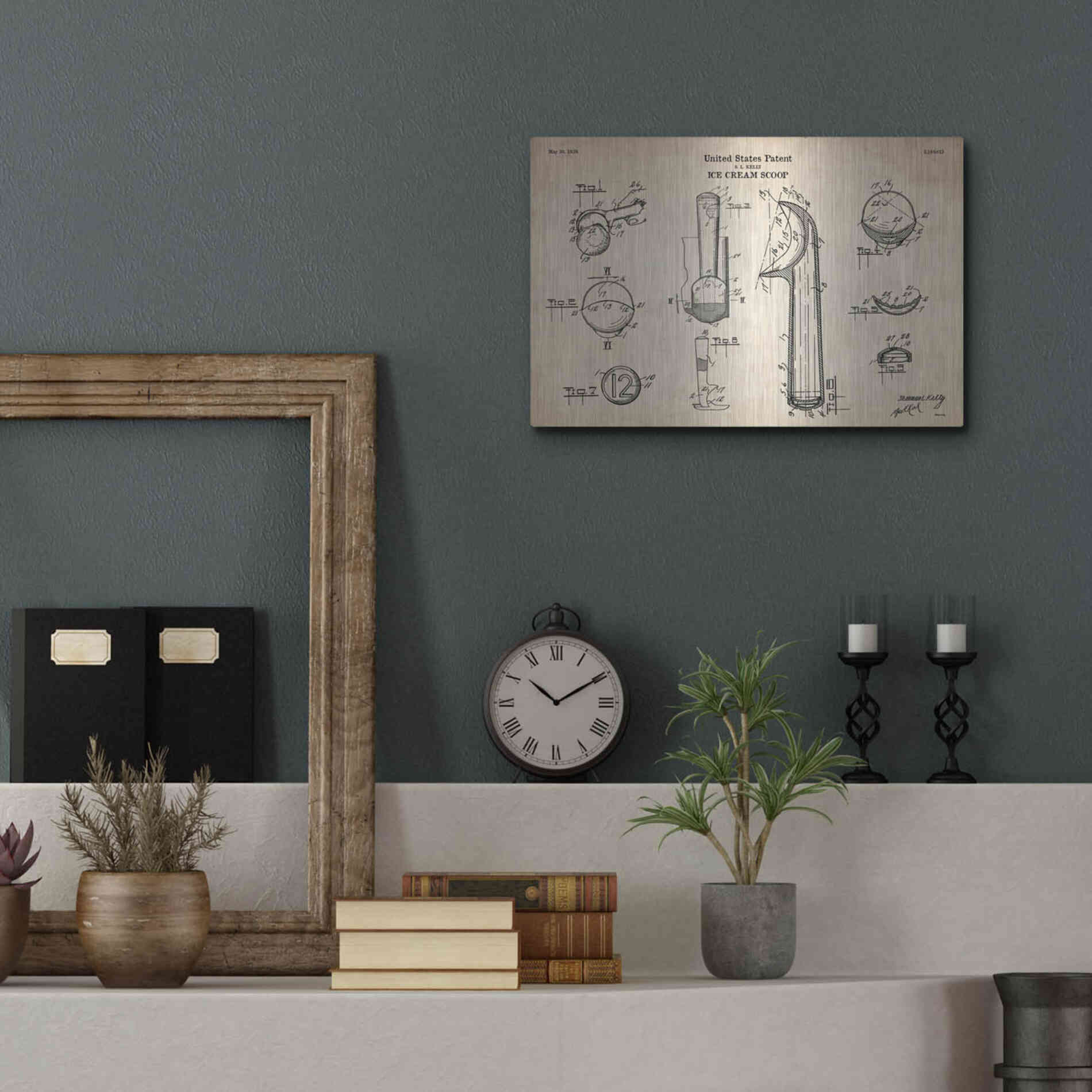 Luxe Metal Art 'Ice Cream Scoop Blueprint Patent Parchment' Metal Wall Art,16x12