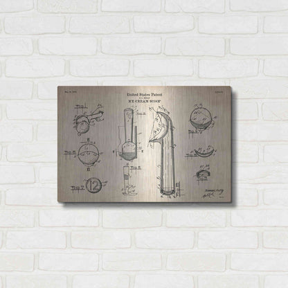 Luxe Metal Art 'Ice Cream Scoop Blueprint Patent Parchment' Metal Wall Art,24x16