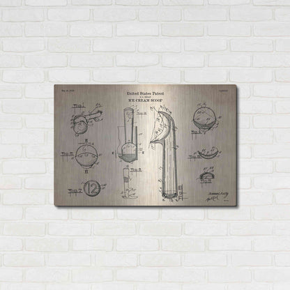 Luxe Metal Art 'Ice Cream Scoop Blueprint Patent Parchment' Metal Wall Art,36x24