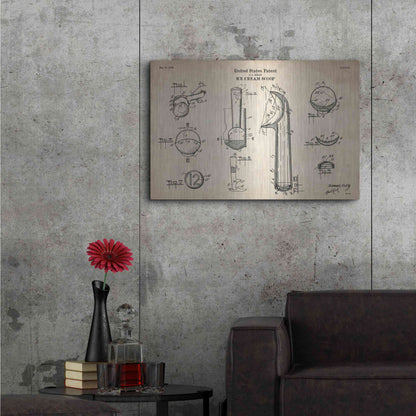 Luxe Metal Art 'Ice Cream Scoop Blueprint Patent Parchment' Metal Wall Art,36x24